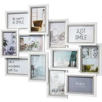 Kobolo Bilderrahmen Collage Bilderhalter Fotorahmen Holz BIG weiß grau 10x15cm, für 12 Bilder (1 Stück)