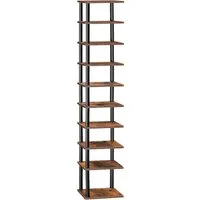 LuxusKollektion Schuhschrank Eckschuhregal 10lagig Dunkelbraun Schwarz Flur 28 x 28 x 173 cm