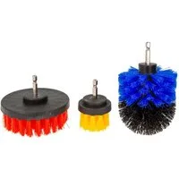 MASTERPROOF PROFESIONAL Reinigungsbürsten-Set Bürstenaufsatz, 3-teilig, mit Sechskantaufnahme - für Bohrmaschine