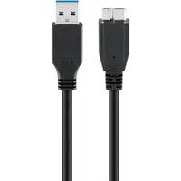 USB 3.2 Gen 1 Kabel, USB-A Stecker > Micro-USB Stecker (Typ B) schwarz, 1,8 Meter, SuperSpeed