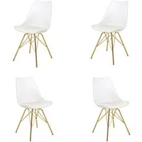 LebensWohnArt Stuhl 4er Set Design-Klassiker Stuhl NORWAY weiss-gold