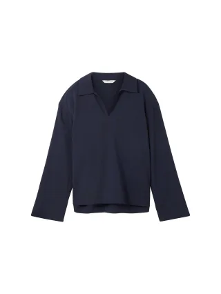 Tom Tailor - Bluse mit V-Ausschnitt sky captain blue - Gr. - 36