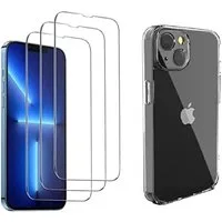 OLi Handyhülle Clear Silikon & 3X Panzer Glas für iPhone 14 mit Kamera Schutz 6,1 Zoll, Silikon Hülle / Displayschutzglas