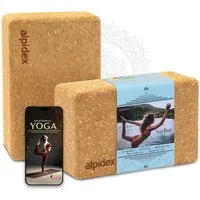 ALPIDEX Yogablock ALPIDEX Yogablöcke Kork 2er oder 4er Set inkl. E-Book mit 100 Übungen, (2-tlg)