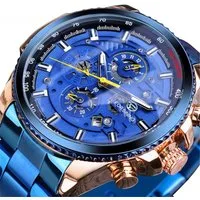 Rötting Design Automatikuhr Herrenuhr Armbanduhr Marke Forsining blaues Ziffernblatt, Edelstahl, Datum Wochentag Monats Anzeige