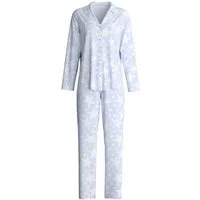 CALIDA Pyjama Cosy Nights Damen (2 tlg) mit Knöpfen, 100% Baumwolle Interlock Qualität, weich, hautfreundlich