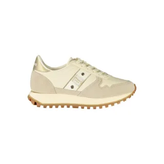 Blauer Beigefarbene Leder Sneakers für Frauen