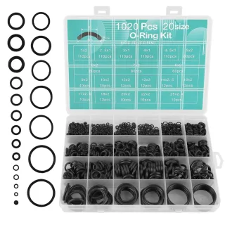 1020pcs O-Ring Kit 20 Sizes Nitrile Rubber O-Rings Black 1-25 mm Inner Diameter For Automotive Repair Plumbing Air Or Ga