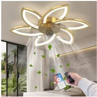 RRBEST Deckenventilator LED-Deckenventilator mit Beleuchtung, 5-flammiges Design, dimmbarer, leiser Deckenventilator mit Fernbedienung und App-Steuerung