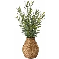 Kunstpflanze Olivenzweige mit Seegras Vase, UNUS HOME, Höhe 79 cm, Kunstpflanze, Olivenzweige, Seegras, mit Vase