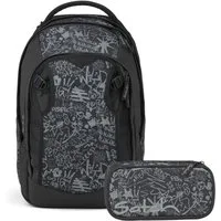 Satch Schulranzen Schulrucksack-Set MATCH PLUS Street Ink 2-teilig (2-teilig), Schulranzen, ergonomisch, 30 + 5 Liter, 4 Fächer