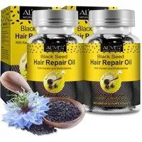 ALIVER Haaröl Schwarzkümmelöl Haarwachstum Kopfhaut Haarpflege in Kapseln Bio Vegan, 2-tlg.