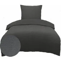KH-Haushaltshandel Bettwäsche 2-tlg. Musselin Bettwäsche 135x200 +80x80 cm, 100% Baumwolle, Musselin, 2 teilig, uni/einfarbig, anthrazit grau, 100% Baumwolle, bügelfrei