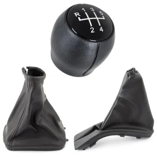 Schaltknauf Knauf 5-Gang Schaltmanschette Manschette + Rahmen + Bezug Handbremse in Schwarz für Opel Astra G 1998-2009