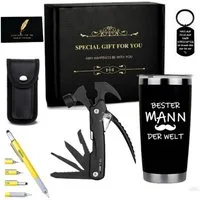 HOMELIVE Geschenkbox Geburtstagsgeschenke für Herren-Valentine Beste Tag Geschenke für ihn, Geschenke für Vater, Männer, Mann mit Tumbler, Multitool Hammer