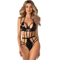 Obsessive Stringbody Keira Lise Body im glänzenden Lack-Look - schwarz (1-tlg) Gefertigt aus glänzendem Material in Latex-Optik