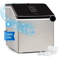 Klarstein Eiswürfelmaschine Clearcube Eiswürfelmaschine Klareis 13 kg/24h Edelstahl schwarz R600a, Eiswürfelbereiter Ice Cube Maker mit Edelstahl-Look durchsichtig