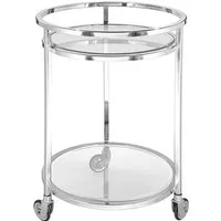 Fink Servierwagen SIENA Barwagen H. 80cm x Ø 55 cm - klar/silber - Edelstahl/Glas, (Wagen zum Servieren - Barwagen), Multifunktionaler Servierwagen: Küchenwagen, Rollwagen & Bartisch