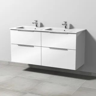 Sanipa 3way Waschtischunterbau zu Duravit ME by Starck Waschtisch mit 4 Auszügen, Weiß-Glanz UF72878
