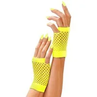 Widmann S.r.l. Kostüm Fingerlose Netz Handschuhe - Kurz, Neon Gelb