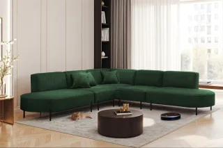 Ecksofa Designersofa VALENCIA Stoff Noel Dunkelgrün Universal
