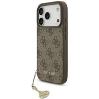 Guess Handyhülle iPhone 17 Pro MagSafe Kunstleder braun mit Kette goldfarbig 6,3 Zoll, Kantenschutz