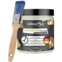ColourPlus Bastelkleber Diamond Painting Versiegelung, glasklar, hochtransparent, Staubschutz, Glanzeffekt, inkl. Pinsel