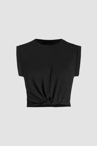 Basic Rundhals gekürztes T-Shirt