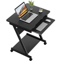 OUNUO Computertisch Schreibtisch Computertisch mit Rollen Laptoptisch Z-förmiger