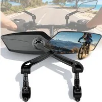 pedete Fahrradspiegel 2 Stück Fahrradspiegel kratzfeste Fahrrad Rückspiegel mit 360° Drehung (E-Bike,extra große Rückspiegel Spiegelfläche, sichere Rückansicht Fahrradspiegel), kratzfeste Glaslinse, justierbare und drehbare