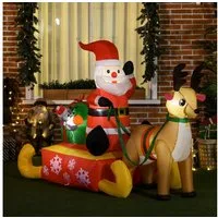 HOMCOM Weihnachtsfigur Weihnachtsmann mit LED-Beleuchtung, Gartendeko (Selbstaufblasende Weihnachtsbeleuchtung, 1 St., Aufblasbarer Weihnachtsdeko), für Innen- und Außenbereich