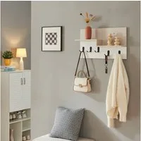 en.casa Wandgarderobe, »Botaruvn« mit 2 Ablagen 34 x 59 x 13 cm Beige / Weiß
