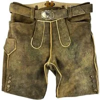 Buchberger Leder Trachtenlederhose 'Karl 1' mit Gürtel, Hirschleder Torf Grüner Stic