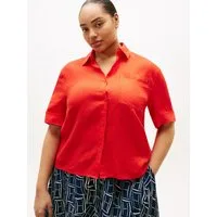 Tommy Hilfiger Curve Kurzarmshirt CRV ESS LINEN SHIRT WITH SS in großen Größen