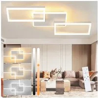 ZMH Deckenleuchten Modernes Rautendesign mit Rahmen 48W/63W Schlafzimmer Dimmbar, LED fest integriert, Tageslichtweiß, Weiß/Schwarz