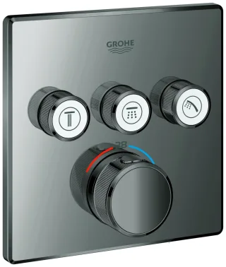 GROHE Thermostat Grohtherm SmartControl 29126 eckig FMS 3 ASV hard graphite, 29126A00 29126A00
