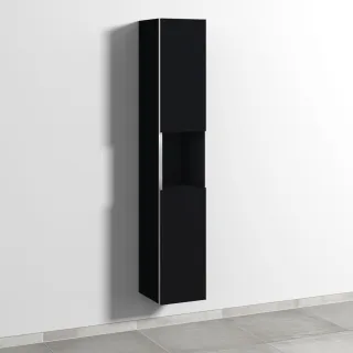 Sanipa 3way Hochschrank mit 2 Türen und 1 offenem Fach, Schwarz-Matt BS11308