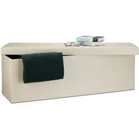 relaxdays Sitzbank Faltbare Sitzbank aus Kunstleder (1-St), Creme