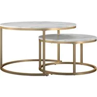 OTTO home Couchtisch Amelia (Set, 2-St), 2 tlg., Tischplatte MDF Keramik-Optik, bronzefarbenes Metallgestell