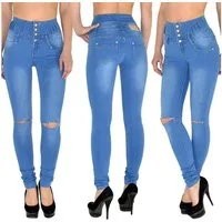 ESRA Skinny-fit-Jeans J22 Risse High Waist Damen Jeans Skinny Hose mit 4 Knöpfen Stretch Jeans