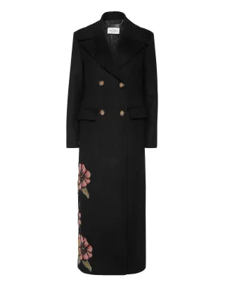 Double-Breasted Embroidered Long Coat Fairy