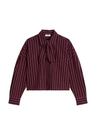Marc OPolo DENIM - Gestreifte Schluppen-Bluse regular Dark Red - Gr. - XS