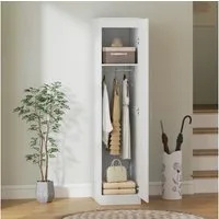 OKWISH Kleiderschrank Mehrzweckschrank 40x180x52 cm in Weiß mit Soft-Close-Tür (Packung, 1-St., Kleiderstange & Regal für flexible Aufbewahrung) Platzsparender Kleiderschrank für Flur, Schlafzimmer & Büro