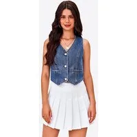 Imily Bela Jeansweste Damen Jeansjacke Weste (Packung, 1-tlg., 1per-Pack) mit Knöpfen