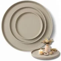 LIVLIG Dekotablett Deko Tablett, Serviertablett rund für Weihnachtsdeko & Adventskranz (Set, 3er Set), robust, pulverbeschichtet, modern, Ø 25 cm, 30 cm und 40 cm