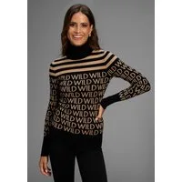 Melrose Rollkragenpullover mit Streifen und Wording