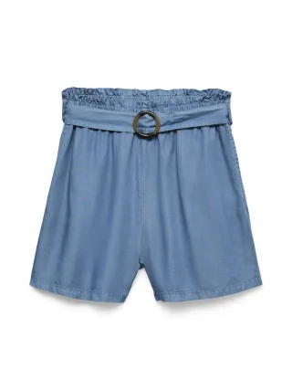 VERO MODA - VMFLEUR HW PAPERBAG BELT TENCEL SHORTS Medium Blue Denim - Gr. - XL