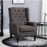 HOMCOM Sessel Einzelsessel, Akzentsessel mit Tufting Holzfüße (Ohrensessel, 1-St., Relaxsessel), für Wohnzimmer, Braun
