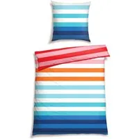 Schiesser Bettwäsche Happy Stripe aus weicher Baumwolle und jeder Menge bunter Streifen, Renforcé, 2 teilig, MADE IN GREEN by OEKO-TEX®