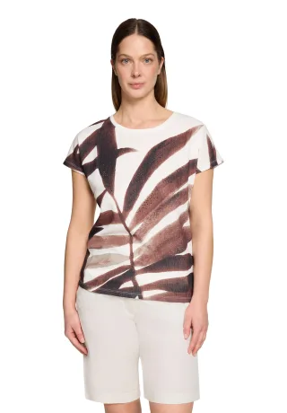 betty barclay - so cosy - - Strukturshirt Weiß/Braun - Gr. - 36